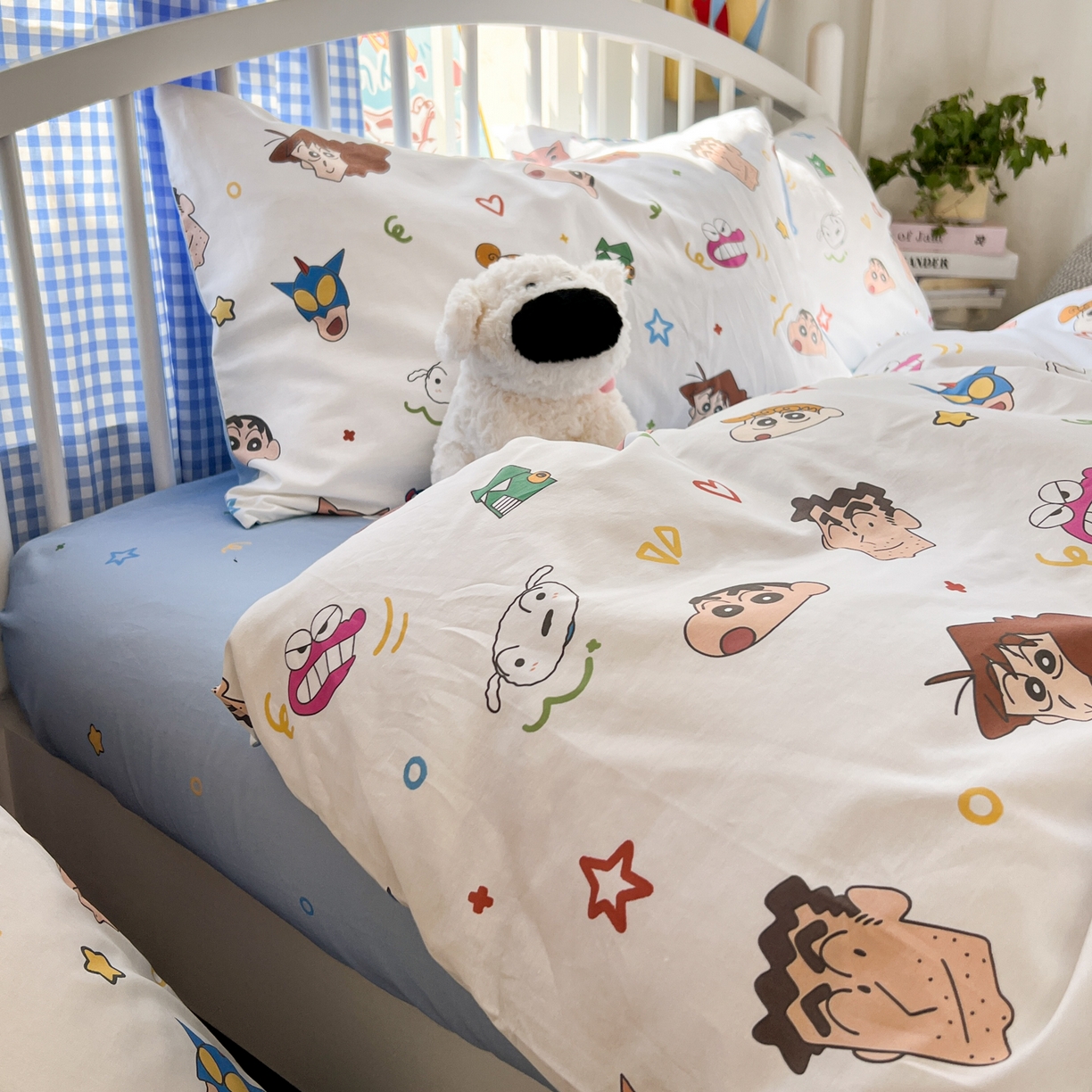 91家纺网 家纺一手货源 找家纺 桃子家居 2026春夏新款蜡笔小新授权全棉纯棉印花卡通系列四件套 棉印花-幸运小新