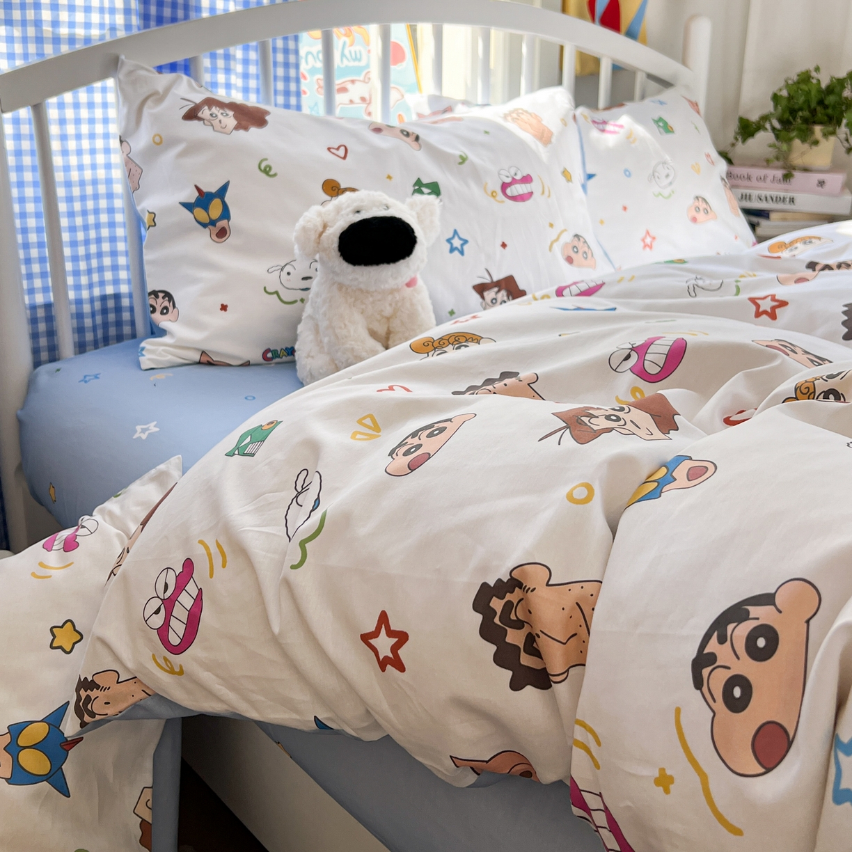 91家纺网 家纺一手货源 找家纺 桃子家居 2026春夏新款蜡笔小新授权全棉纯棉印花卡通系列四件套 棉印花-幸运小新