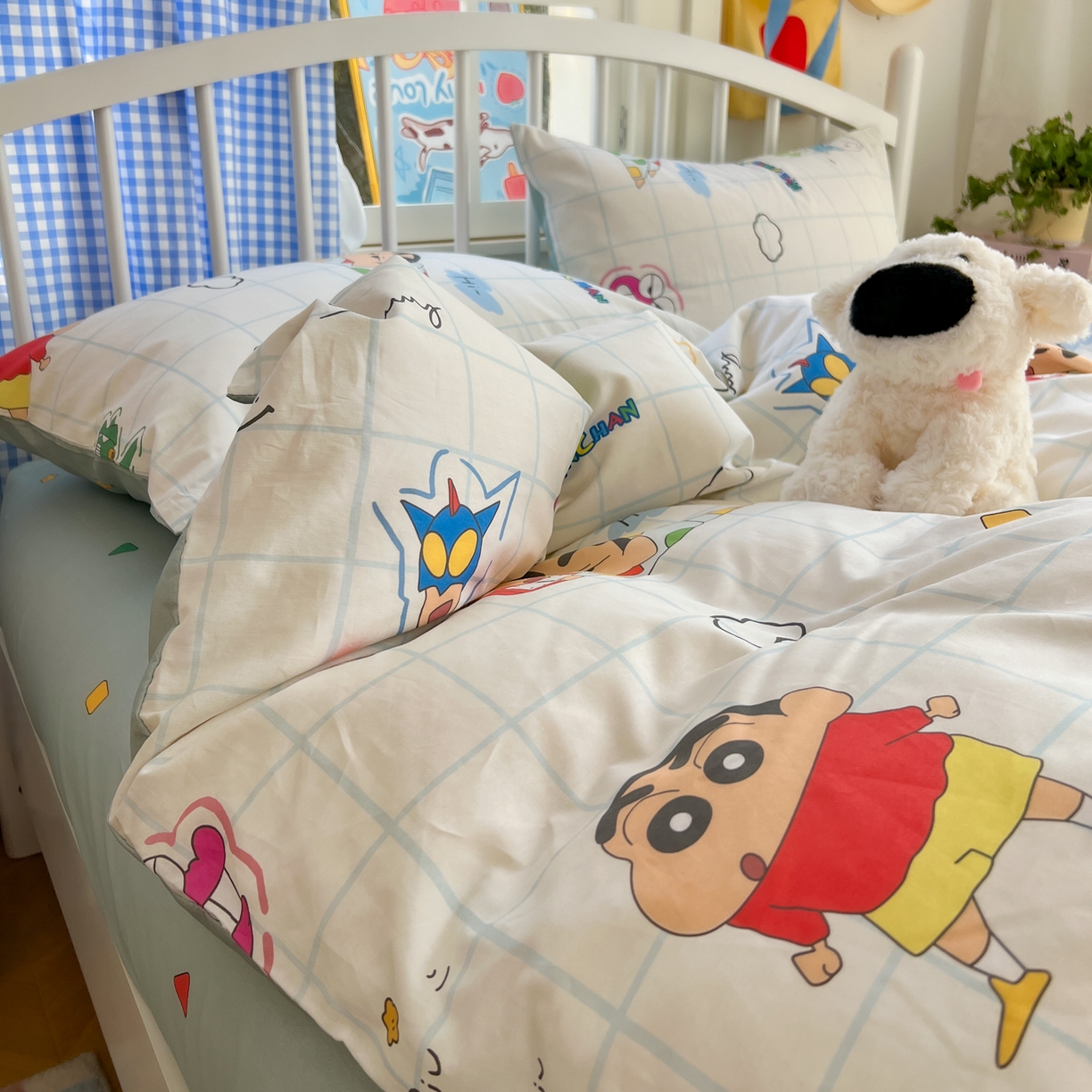 91家纺网 家纺一手货源 找家纺 桃子家居 2026春夏新款蜡笔小新授权全棉纯棉印花卡通系列四件套 棉印花-休闲小新
