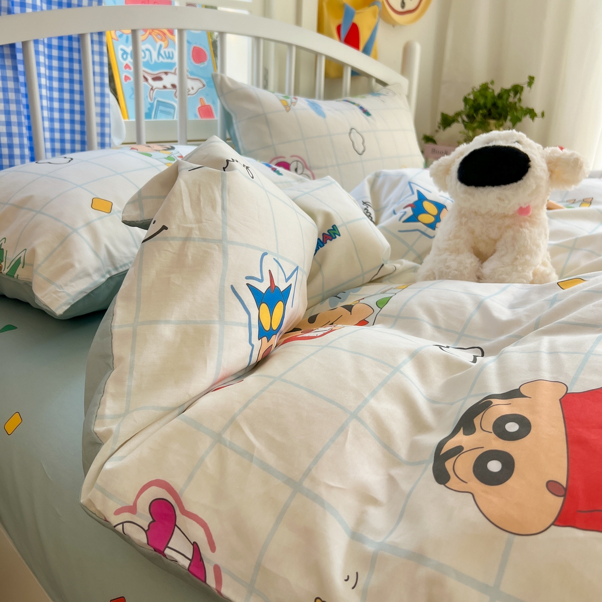 91家纺网 家纺一手货源 找家纺 桃子家居 2026春夏新款蜡笔小新授权全棉纯棉印花卡通系列四件套 棉印花-休闲小新
