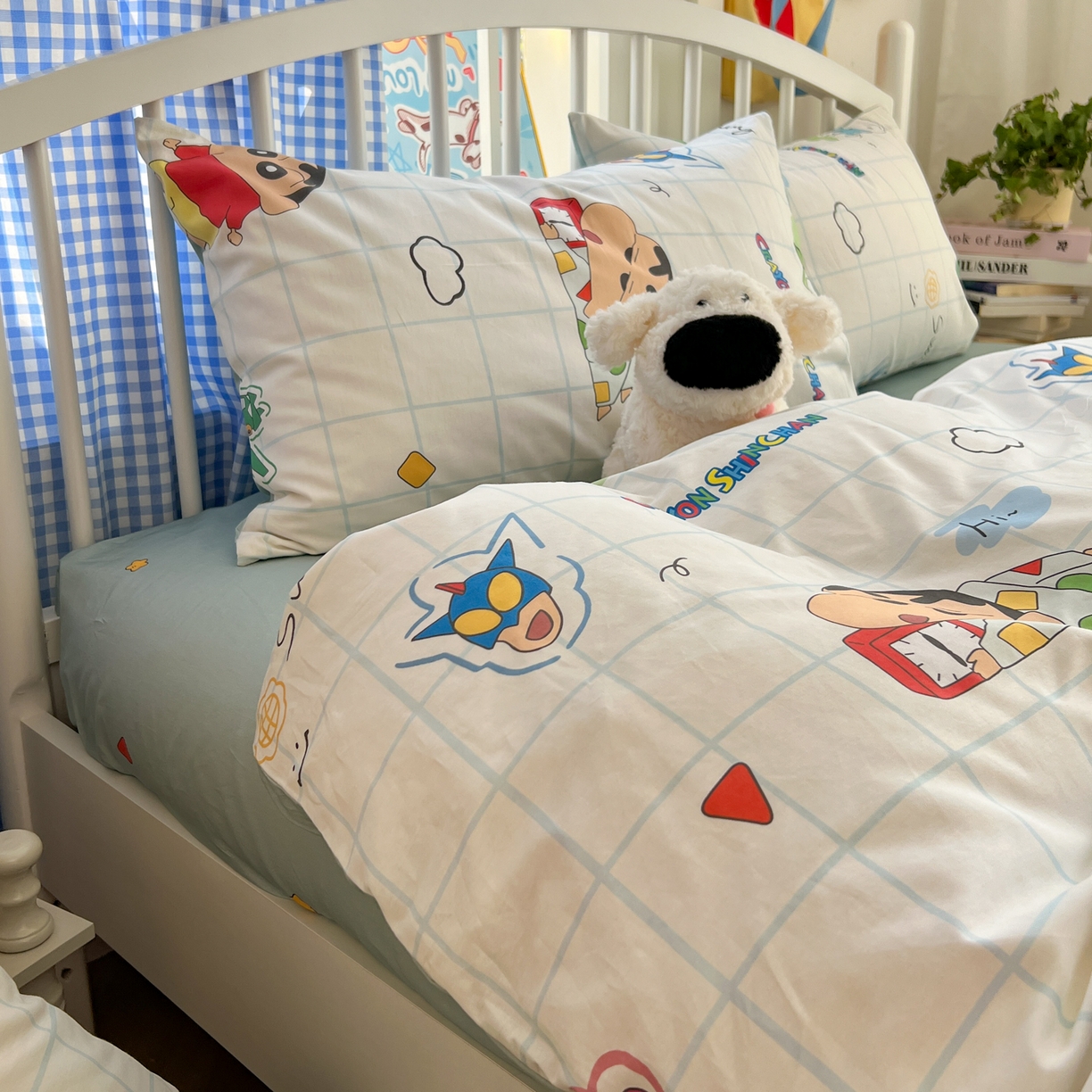 91家纺网 家纺一手货源 找家纺 桃子家居 2026春夏新款蜡笔小新授权全棉纯棉印花卡通系列四件套 棉印花-休闲小新