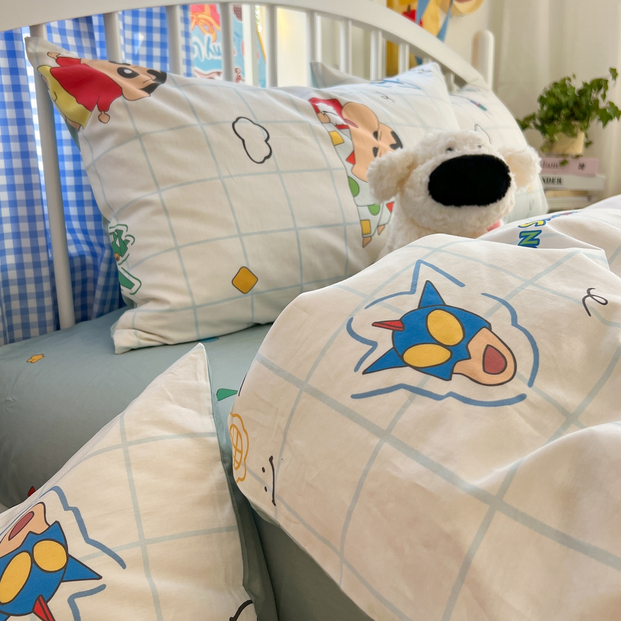 91家纺网 家纺一手货源 找家纺 桃子家居 2026春夏新款蜡笔小新授权全棉纯棉印花卡通系列四件套 棉印花-休闲小新