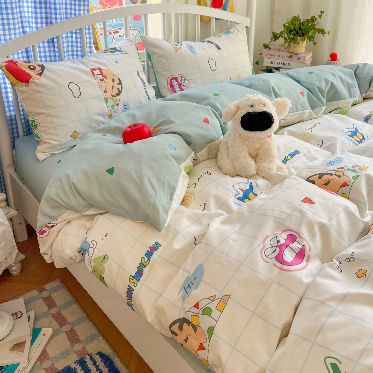 91家纺网 家纺一手货源 找家纺 桃子家居 2026春夏新款蜡笔小新授权全棉纯棉印花卡通系列四件套 棉印花-休闲小新