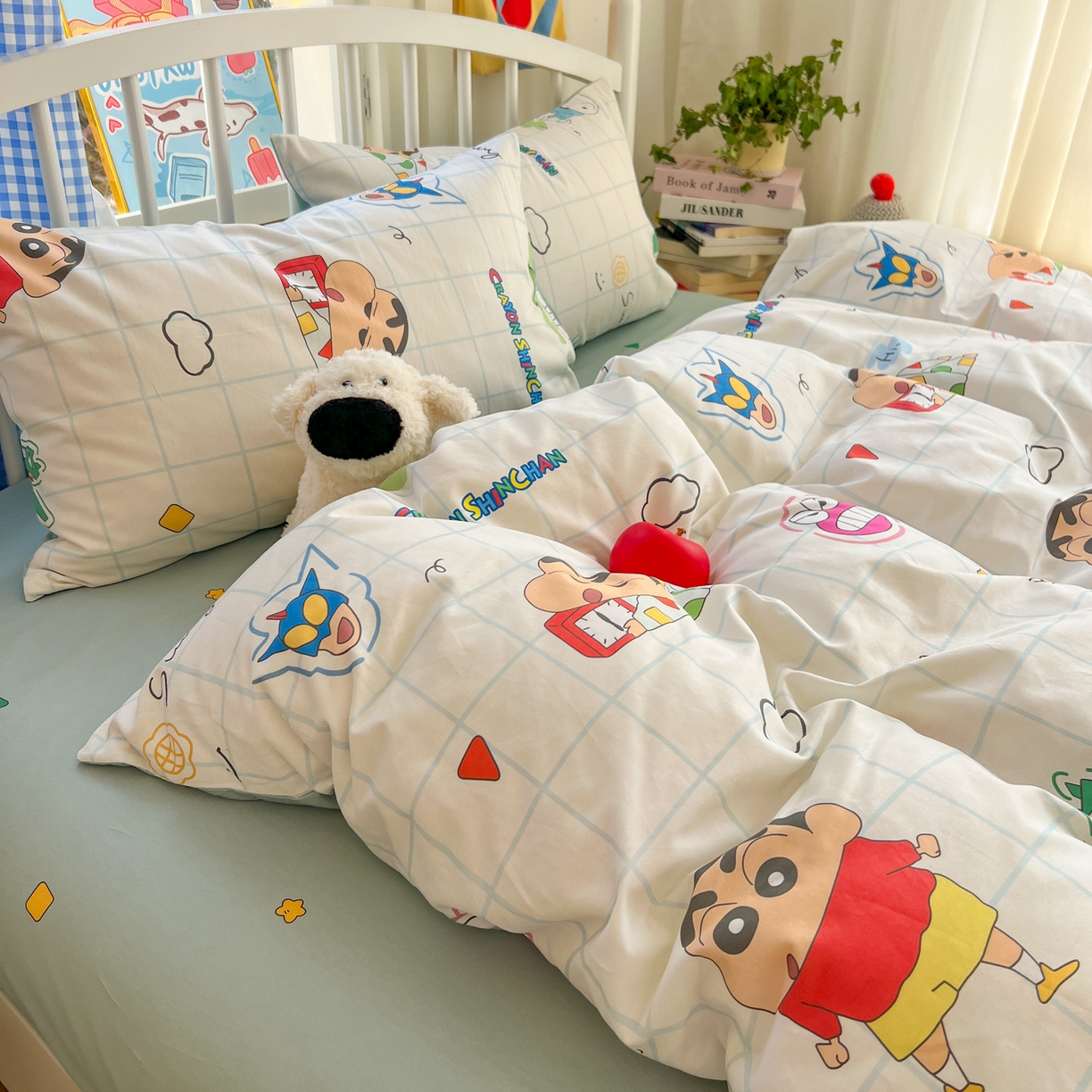 91家纺网 家纺一手货源 找家纺 桃子家居 2026春夏新款蜡笔小新授权全棉纯棉印花卡通系列四件套 棉印花-休闲小新