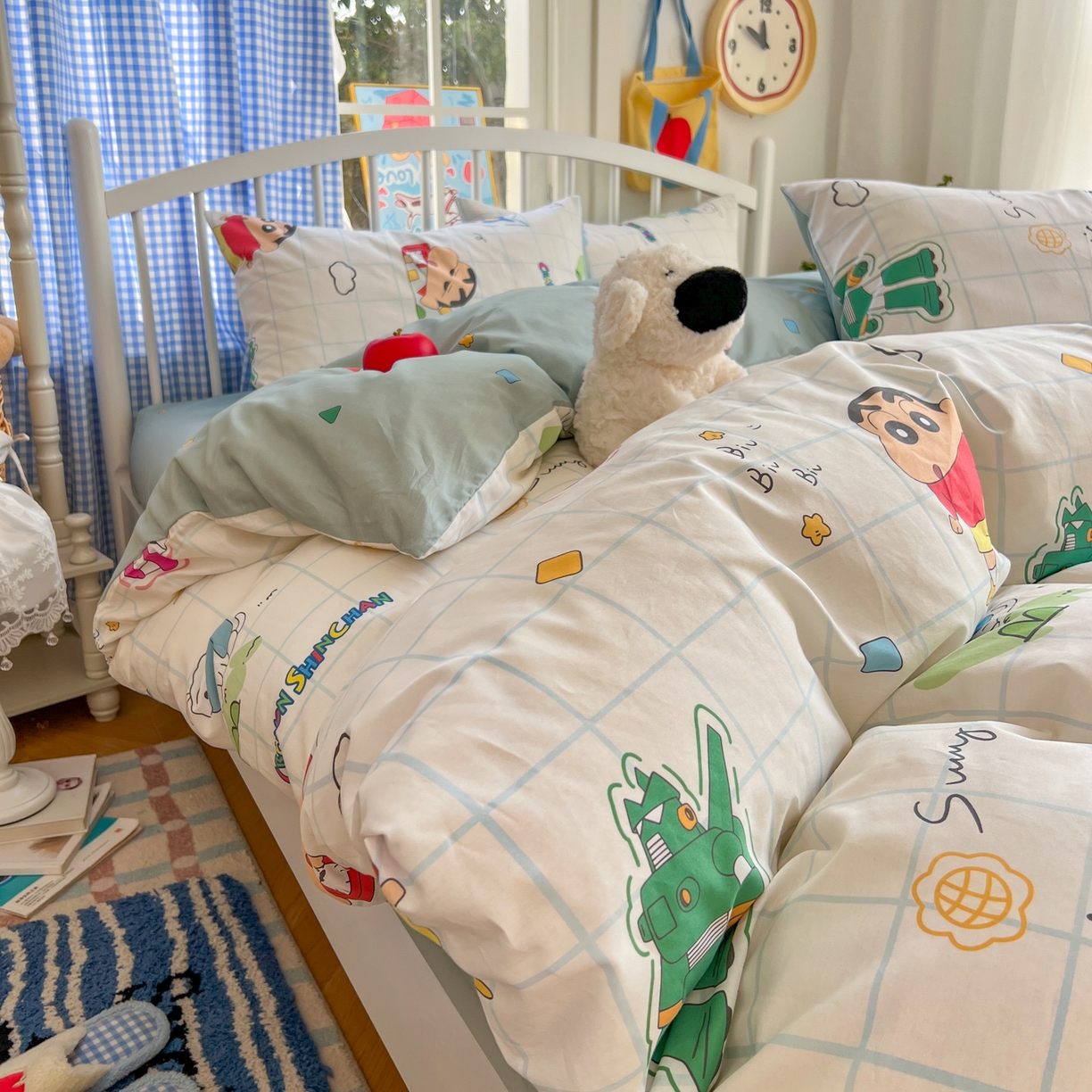 91家纺网 家纺一手货源 找家纺 桃子家居 2026春夏新款蜡笔小新授权全棉纯棉印花卡通系列四件套 棉印花-休闲小新