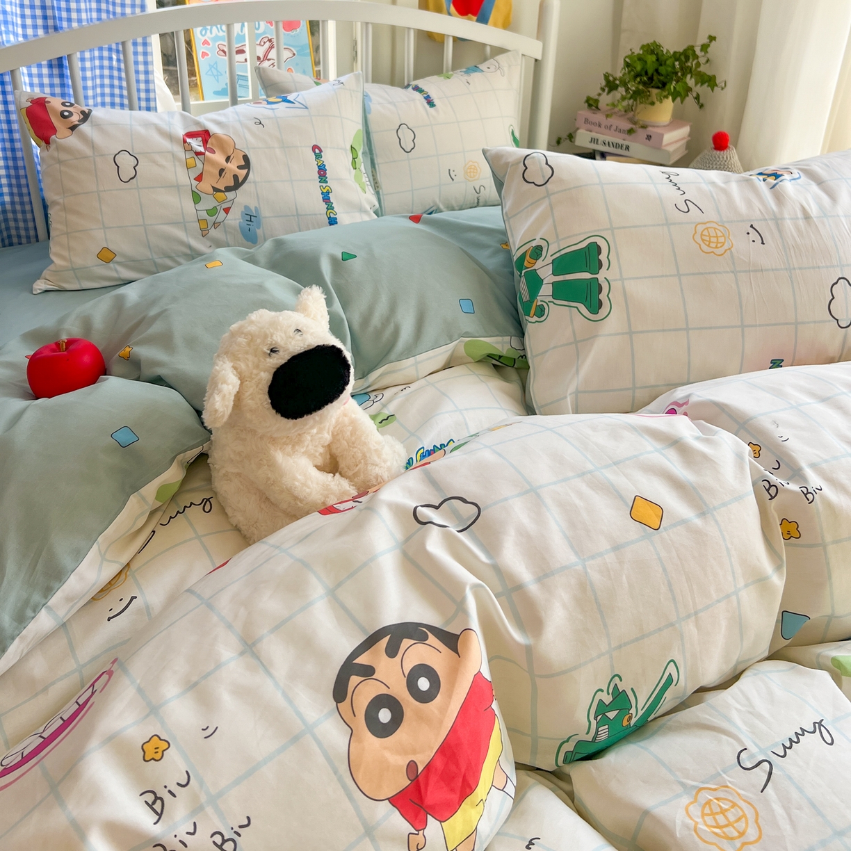 91家纺网 家纺一手货源 找家纺 桃子家居 2026春夏新款蜡笔小新授权全棉纯棉印花卡通系列四件套 棉印花-休闲小新