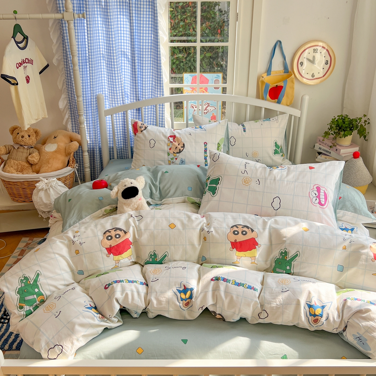 91家纺网 家纺一手货源 找家纺 桃子家居 2026春夏新款蜡笔小新授权全棉纯棉印花卡通系列四件套 棉印花-休闲小新