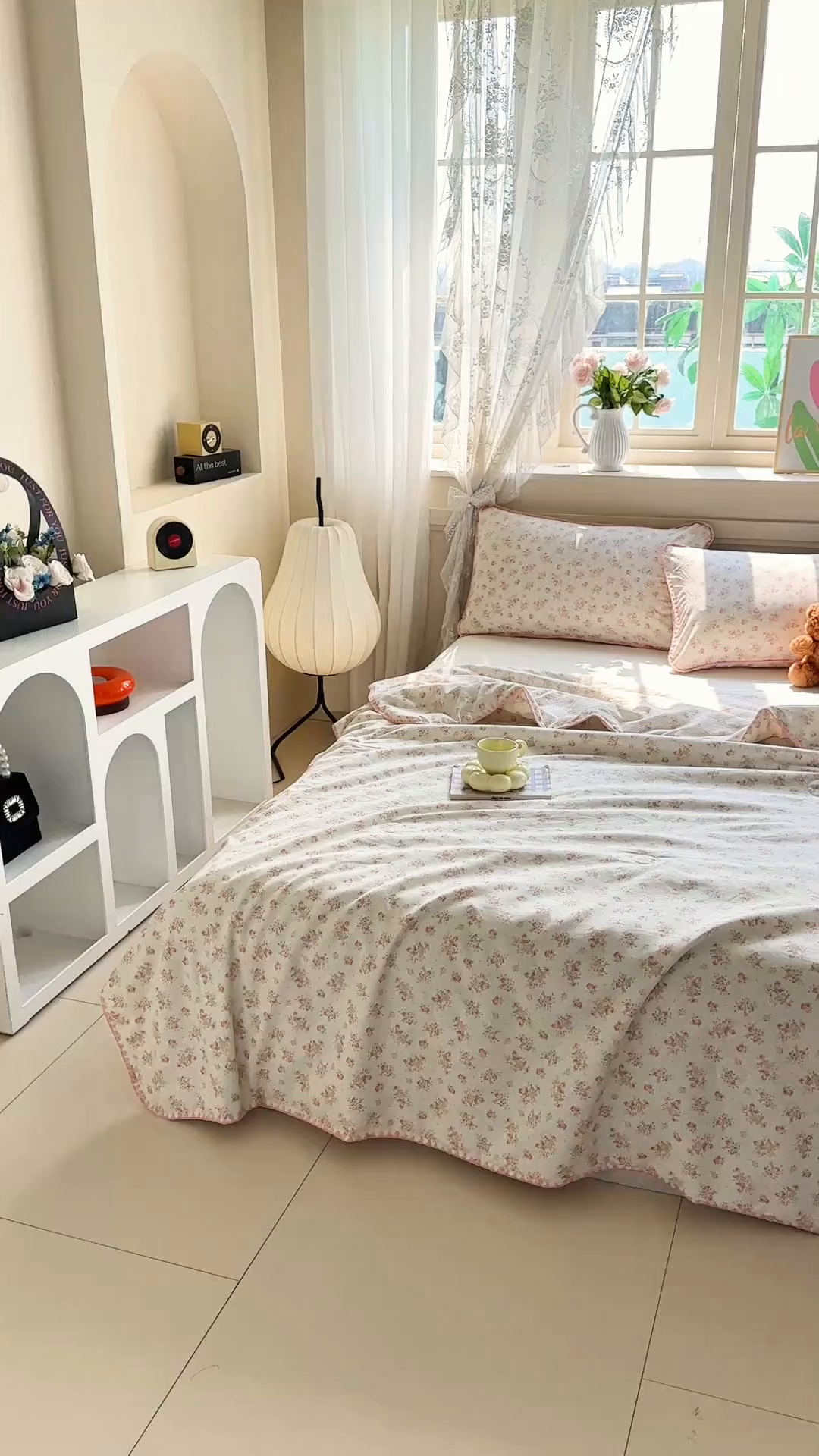 91家纺网 家纺一手货源 找家纺 圣尔雅家纺 2026新款印花夏被小碎花贝壳绣皱皱棉夏凉被空调被 茶墨