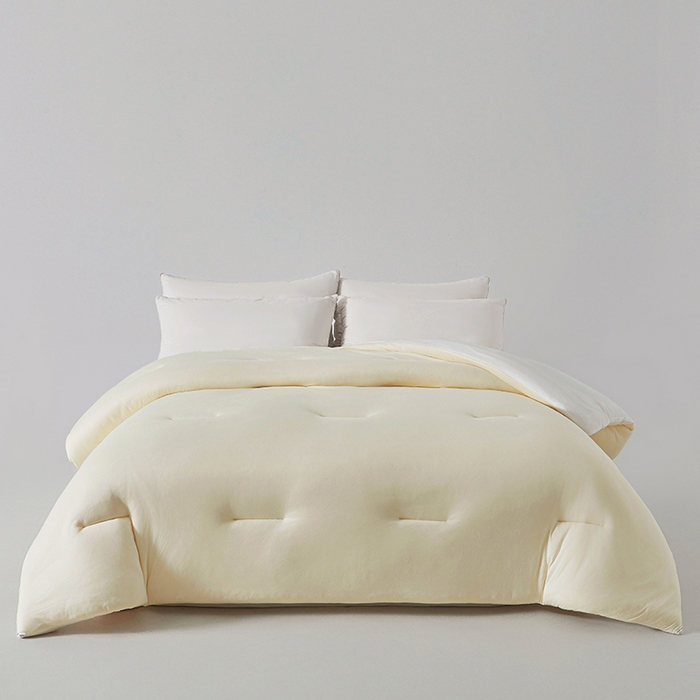 91家纺网 家纺一手货源 找家纺 锦尚坊被芯馆 2026新款针织棉深睡控温系列大豆夏被系列春秋被大豆冬被（四周踩棉 不跑棉） 米黄