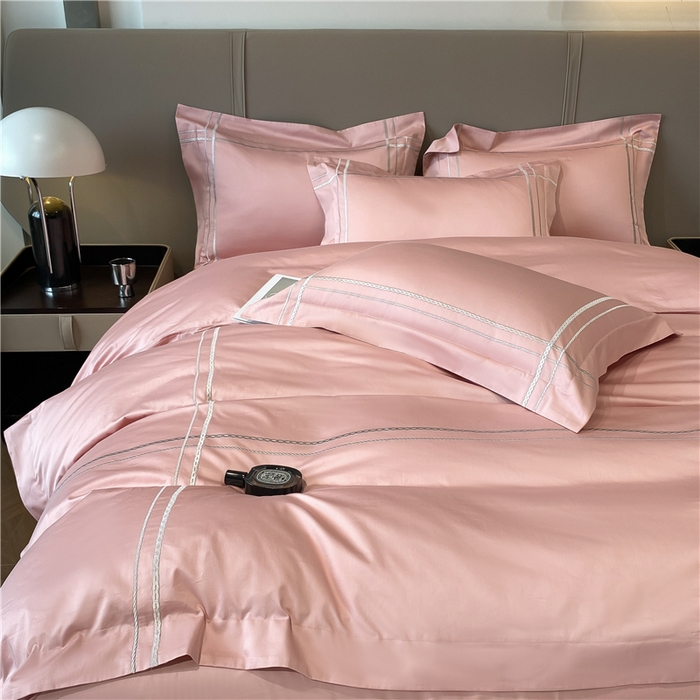 91家纺网 家纺一手货源 找家纺 家居1号家纺 2026新款50双股100支长绒棉四件套-巴黎 巴黎-粉豆沙