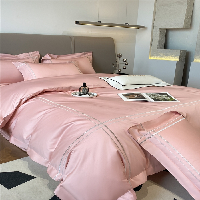 91家纺网 家纺一手货源 找家纺 家居1号家纺 2026新款50双股100支长绒棉四件套-巴黎 巴黎-粉豆沙