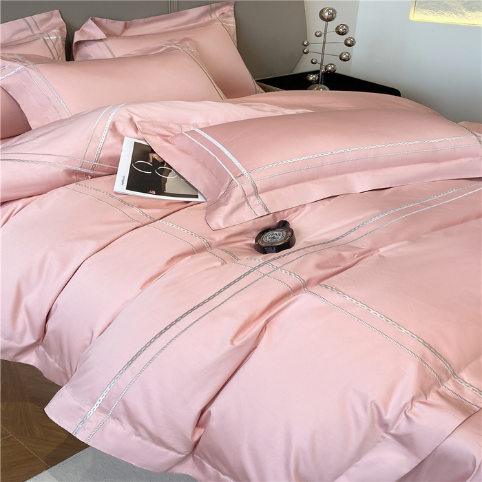 91家纺网 家纺一手货源 找家纺 家居1号家纺 2026新款50双股100支长绒棉四件套-巴黎 巴黎-粉豆沙