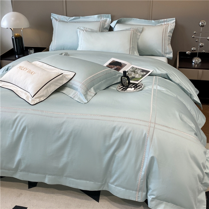 91家纺网 家纺一手货源 找家纺 家居1号家纺 2026新款50双股100支长绒棉四件套-巴黎 巴黎-马卡绿