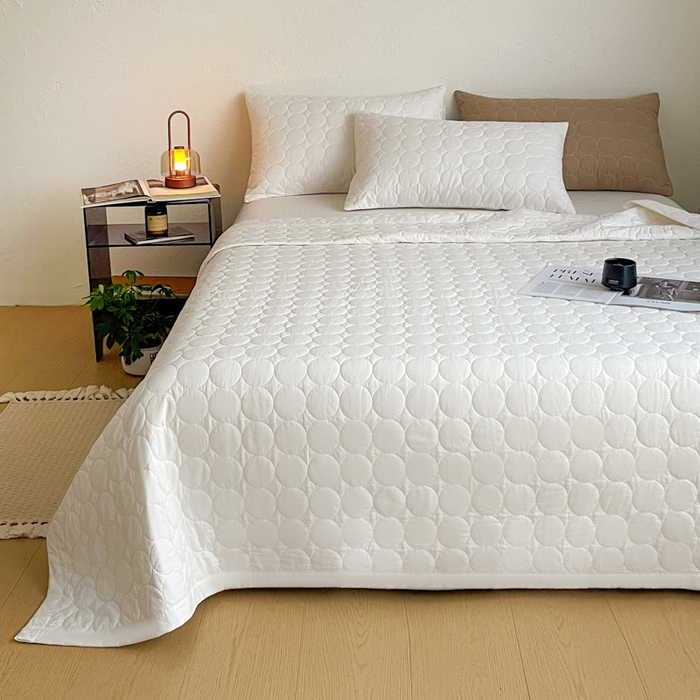 91家纺网 家纺一手货源 找家纺 （总）橙子家居   2026年新款韩系云朵泡芙纯色水洗棉花床盖三件套