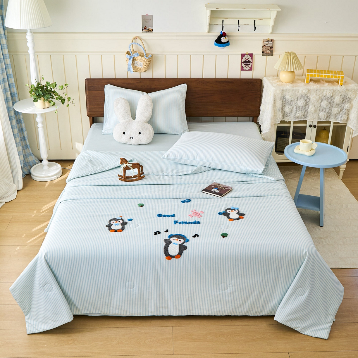 91家纺网 家纺一手货源 找家纺 （总）倾慕家纺 2026新款全棉卡通毛巾绣系列夏被