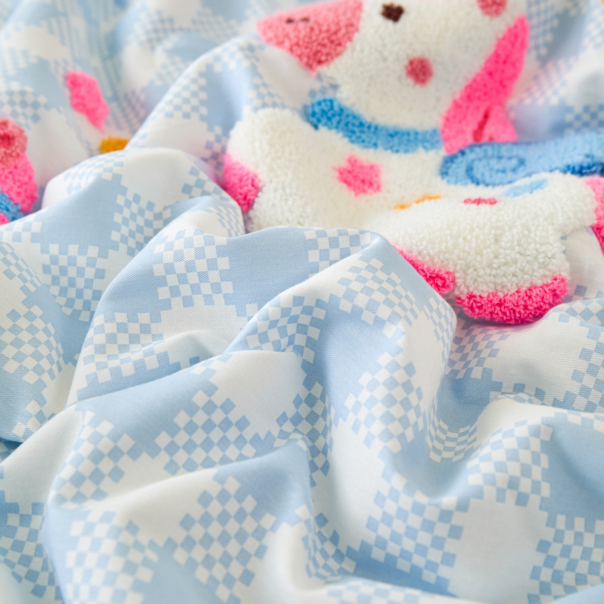 91家纺网 家纺一手货源 找家纺 倾慕家纺 2026新款全棉卡通毛巾绣系列夏被 夏被彩虹马