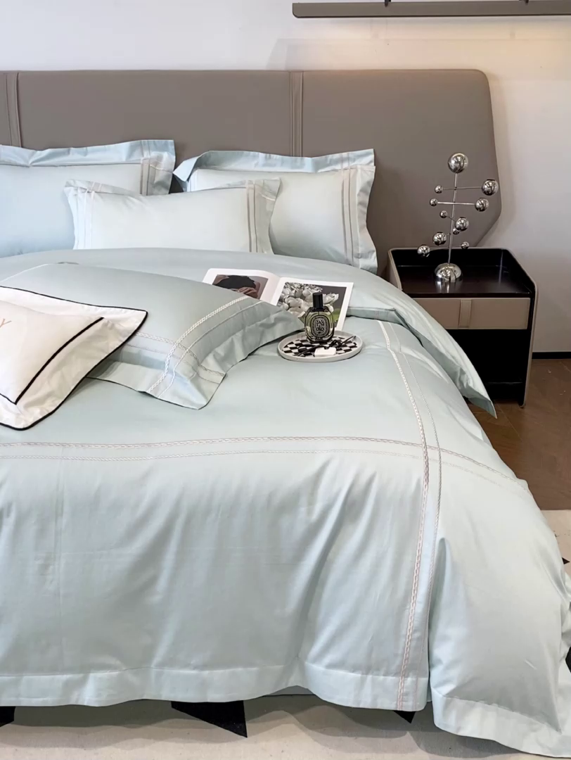 91家纺网 家纺一手货源 找家纺 家居1号家纺 2026新款50双股100支长绒棉四件套-巴黎 巴黎-马卡绿