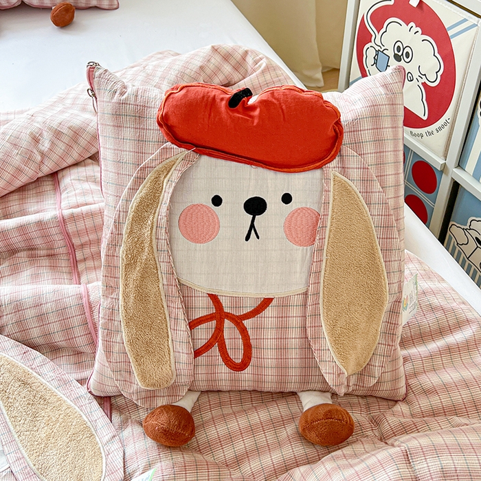 91家纺网 家纺一手货源 找家纺 （总）古本家居 2026新款全棉胭脂兔抱枕被系列