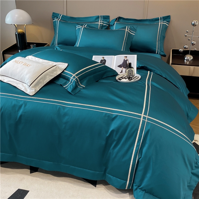 91家纺网 家纺一手货源 找家纺 家居1号家纺 2026新款50双股100支长绒棉四件套-巴黎 巴黎-墨绿