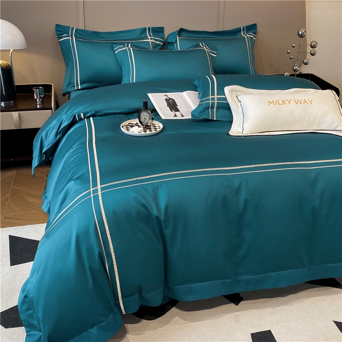 91家纺网 家纺一手货源 找家纺 家居1号家纺 2026新款50双股100支长绒棉四件套-巴黎 巴黎-墨绿