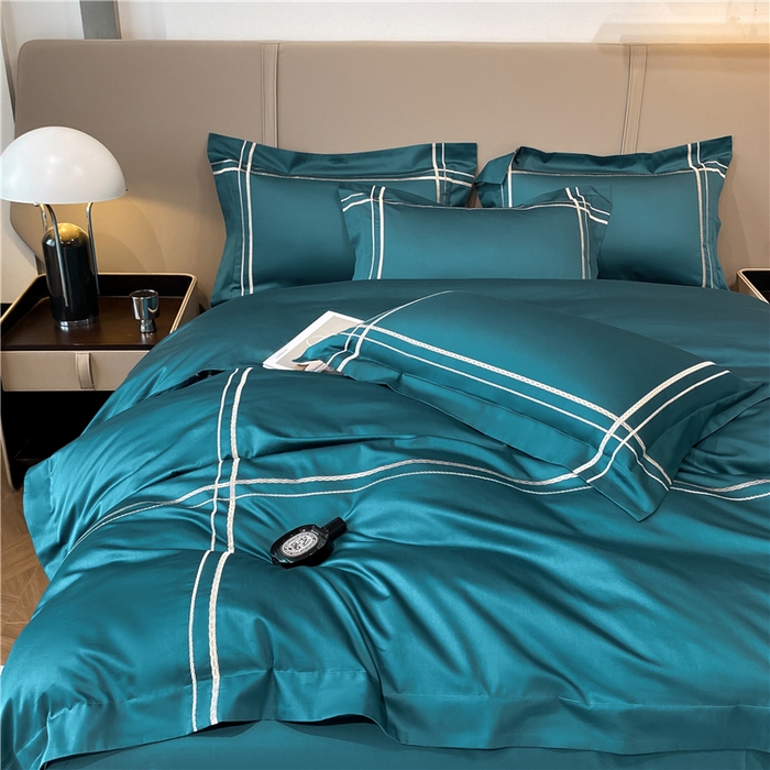 91家纺网 家纺一手货源 找家纺 家居1号家纺 2026新款50双股100支长绒棉四件套-巴黎 巴黎-墨绿