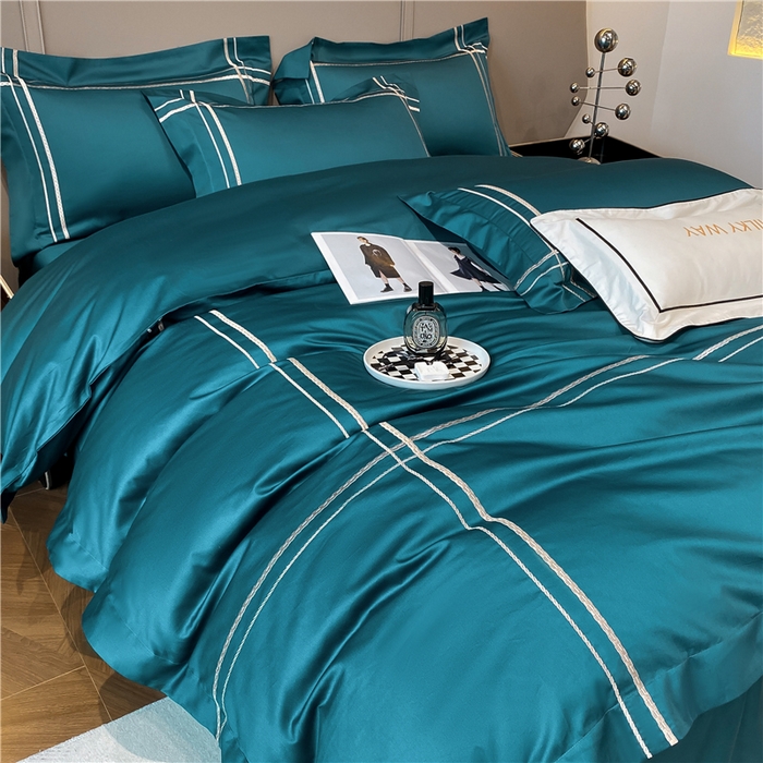 91家纺网 家纺一手货源 找家纺 家居1号家纺 2026新款50双股100支长绒棉四件套-巴黎 巴黎-墨绿