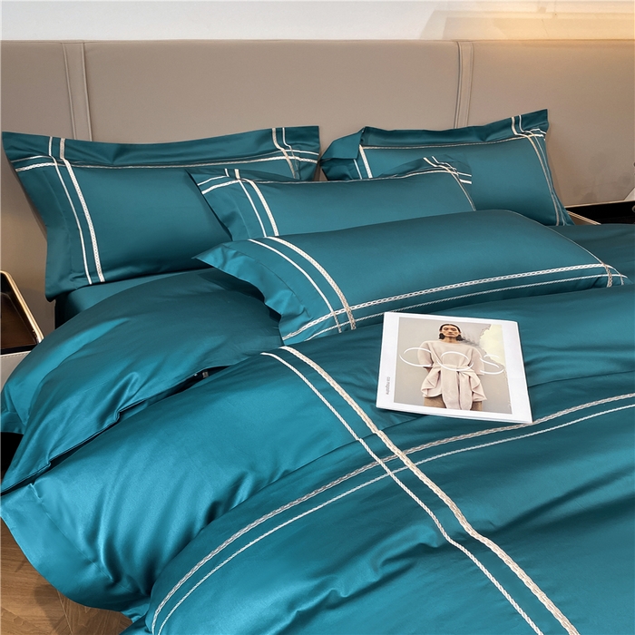 91家纺网 家纺一手货源 找家纺 家居1号家纺 2026新款50双股100支长绒棉四件套-巴黎 巴黎-墨绿