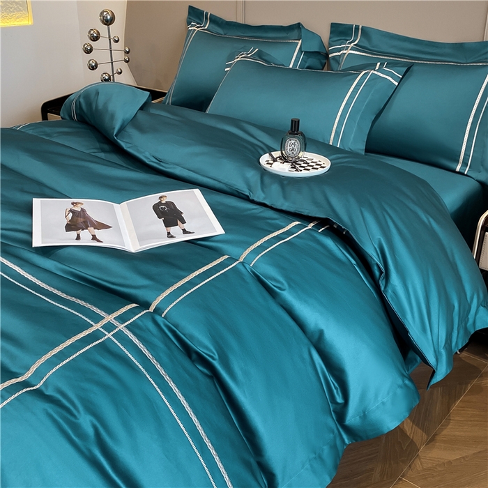 91家纺网 家纺一手货源 找家纺 家居1号家纺 2026新款50双股100支长绒棉四件套-巴黎 巴黎-墨绿