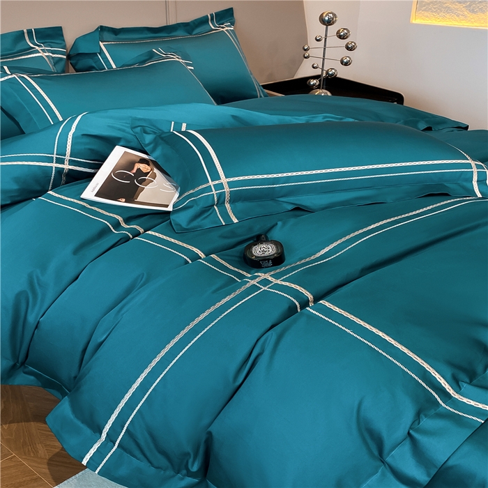 91家纺网 家纺一手货源 找家纺 家居1号家纺 2026新款50双股100支长绒棉四件套-巴黎 巴黎-墨绿