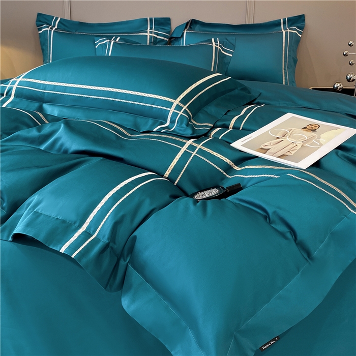 91家纺网 家纺一手货源 找家纺 家居1号家纺 2026新款50双股100支长绒棉四件套-巴黎 巴黎-墨绿