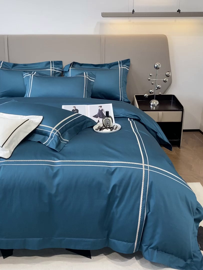 91家纺网 家纺一手货源 找家纺 家居1号家纺 2026新款50双股100支长绒棉四件套-巴黎 巴黎-墨绿