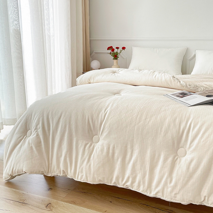 91家纺网 家纺一手货源 找家纺 锦尚坊被芯馆 2026新款大提花全棉21%大豆被纯棉立体双边被子春秋被加厚冬被夏被直播包质检 奶白