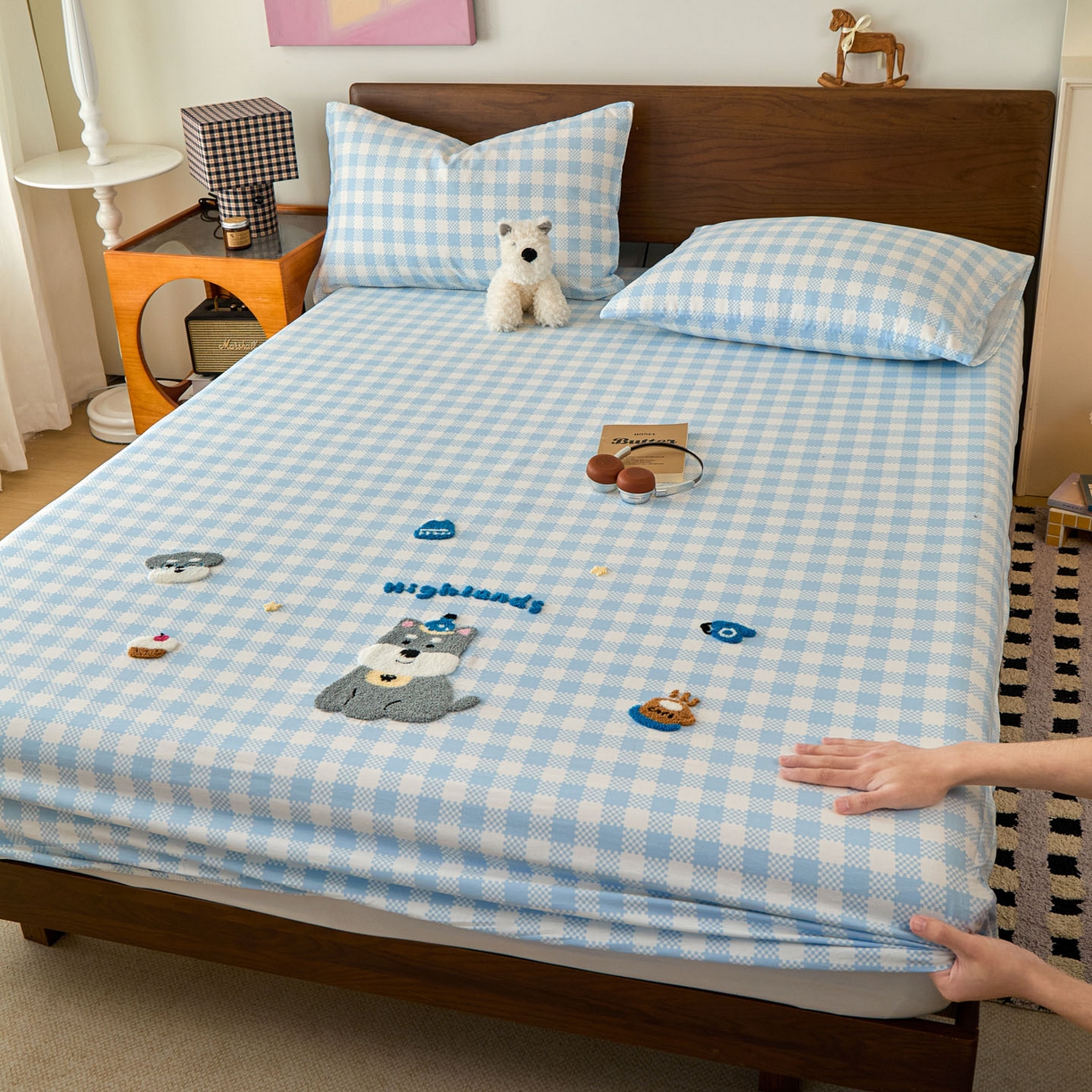 91家纺网 家纺一手货源 找家纺 （总）倾慕家纺 2026新款A类全棉毛巾绣系列单床笠