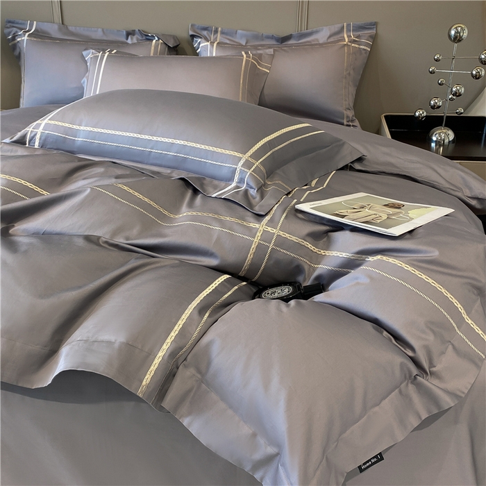 91家纺网 家纺一手货源 找家纺 家居1号家纺 2026新款50双股100支长绒棉四件套-巴黎 巴黎-绅士灰