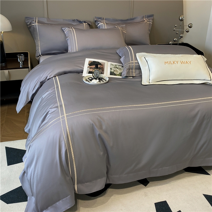 91家纺网 家纺一手货源 找家纺 家居1号家纺 2026新款50双股100支长绒棉四件套-巴黎 巴黎-绅士灰