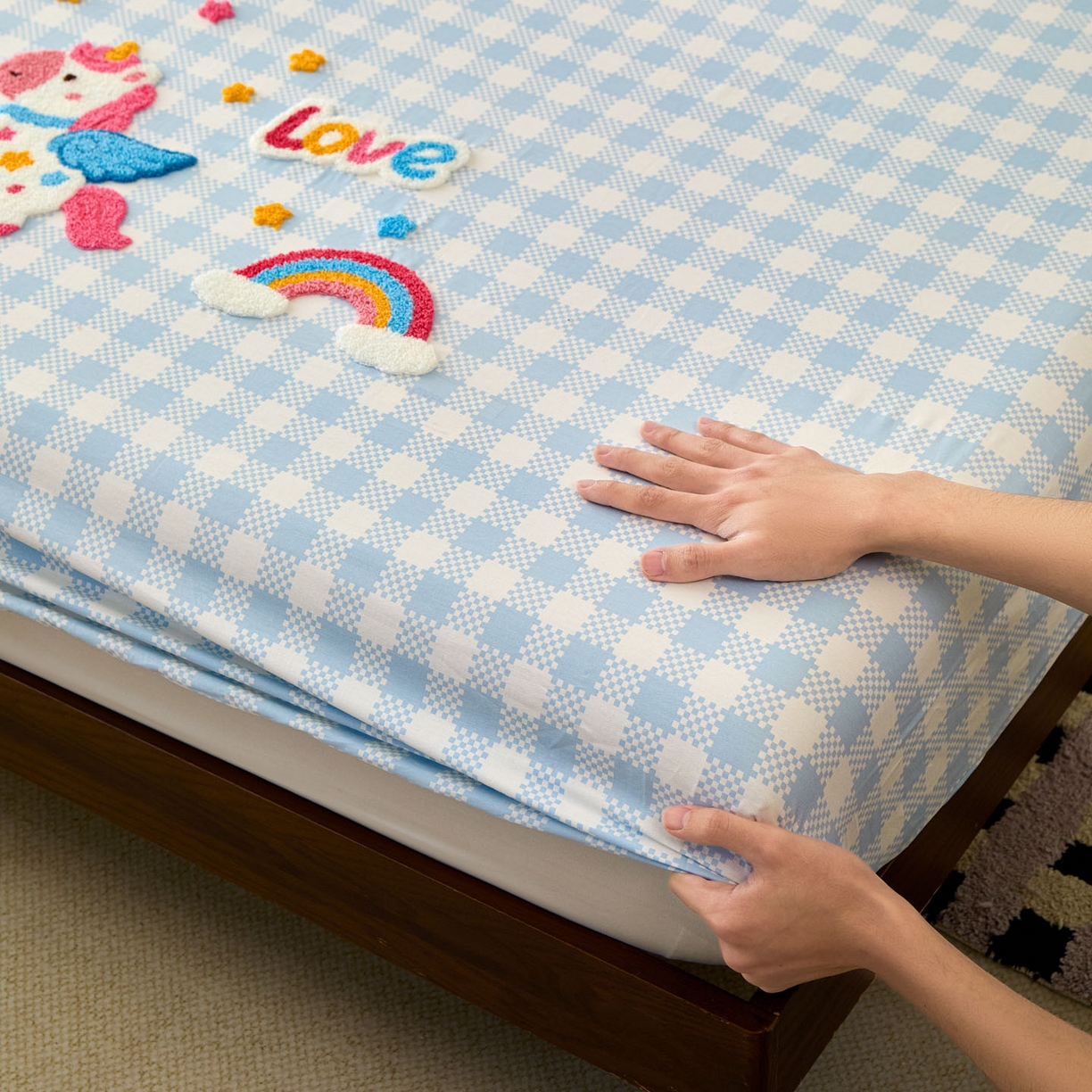 91家纺网 家纺一手货源 找家纺 （总）倾慕家纺 2026新款A类全棉毛巾绣系列单床笠