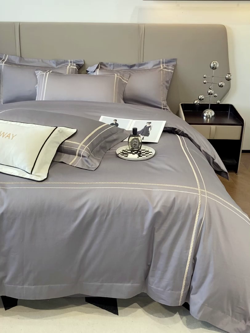 91家纺网 家纺一手货源 找家纺 家居1号家纺 2026新款50双股100支长绒棉四件套-巴黎 巴黎-绅士灰