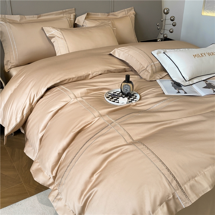 91家纺网 家纺一手货源 找家纺 家居1号家纺 2026新款50双股100支长绒棉四件套-巴黎 巴黎-香槟金