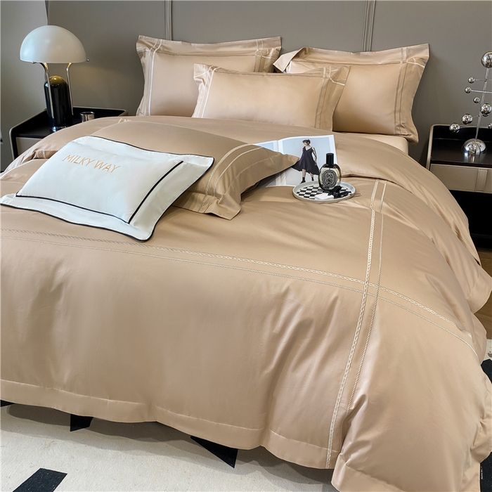 91家纺网 家纺一手货源 找家纺 家居1号家纺 2026新款50双股100支长绒棉四件套-巴黎 巴黎-香槟金