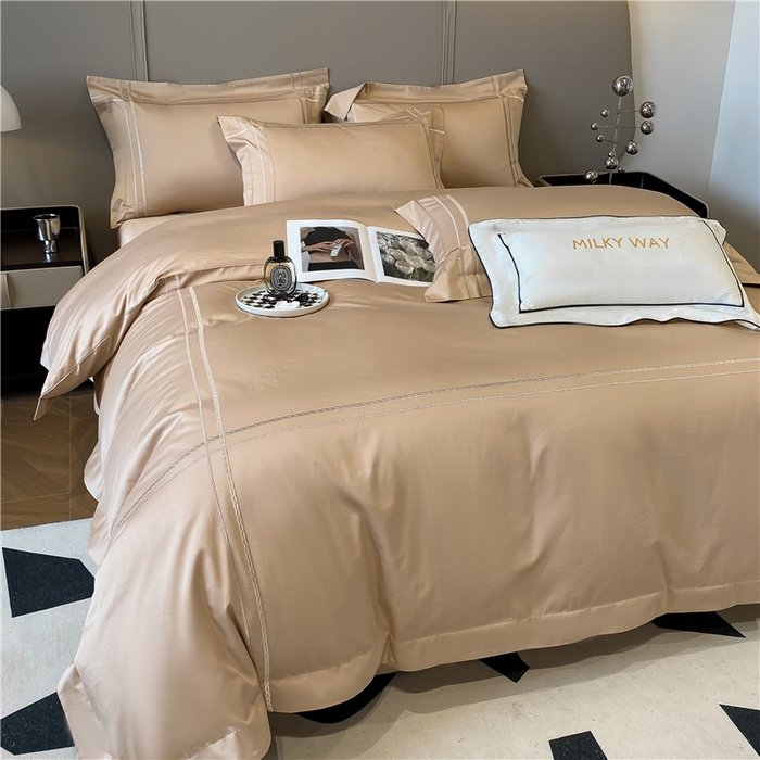 91家纺网 家纺一手货源 找家纺 家居1号家纺 2026新款50双股100支长绒棉四件套-巴黎 巴黎-香槟金