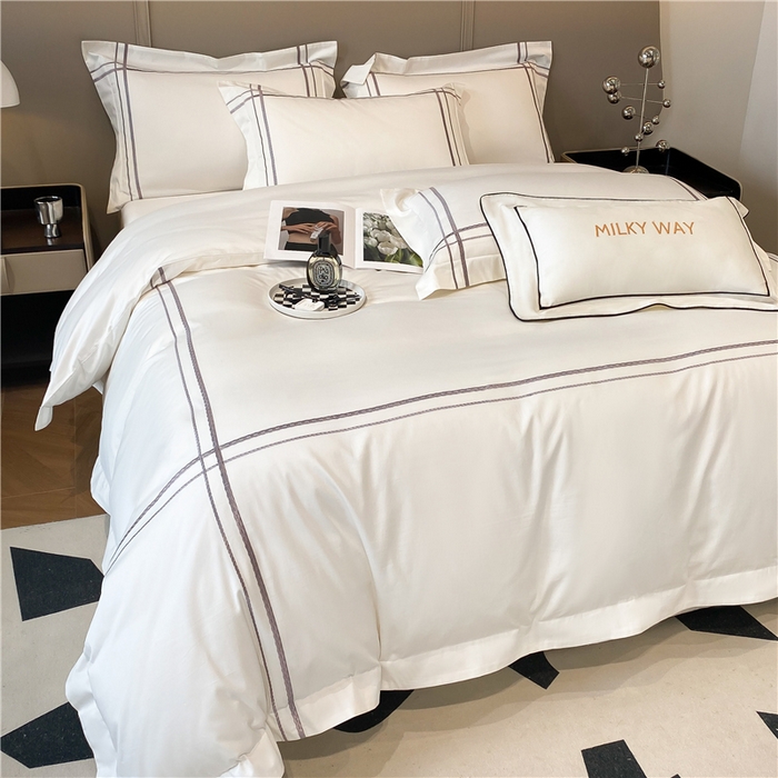 91家纺网 家纺一手货源 找家纺 家居1号家纺 2026新款50双股100支长绒棉四件套-巴黎 巴黎-象牙白