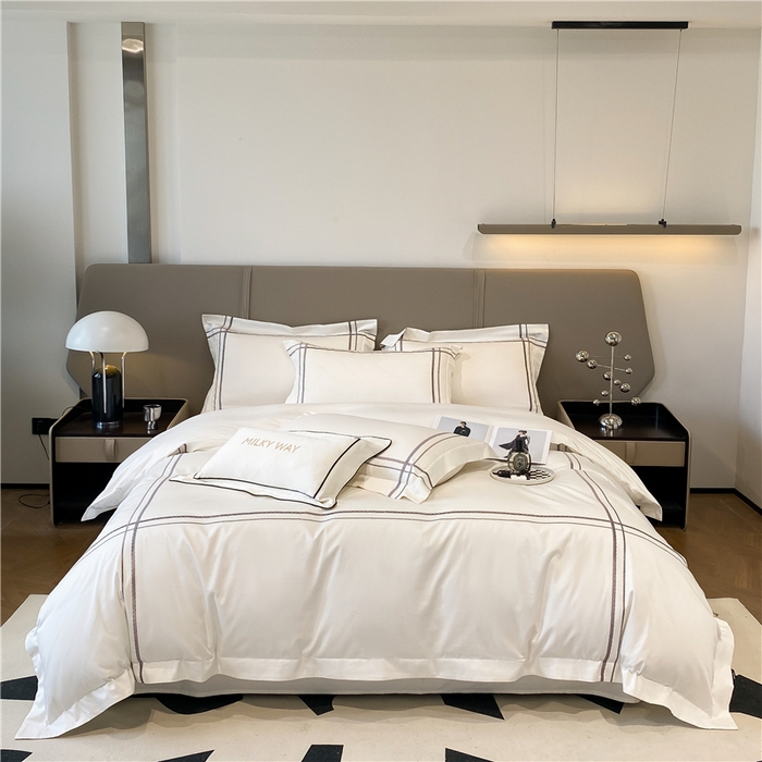 家居1号家纺 2026新款50双股100支长绒棉四件套-巴黎 巴黎-象牙白