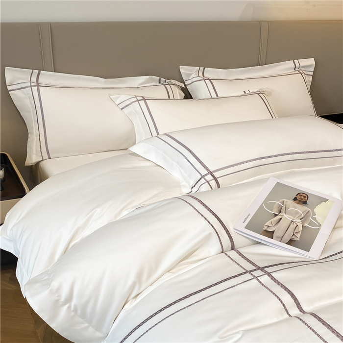 91家纺网 家纺一手货源 找家纺 家居1号家纺 2026新款50双股100支长绒棉四件套-巴黎 巴黎-象牙白