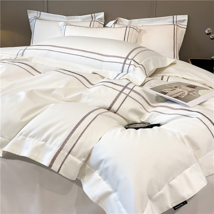 91家纺网 家纺一手货源 找家纺 家居1号家纺 2026新款50双股100支长绒棉四件套-巴黎 巴黎-象牙白