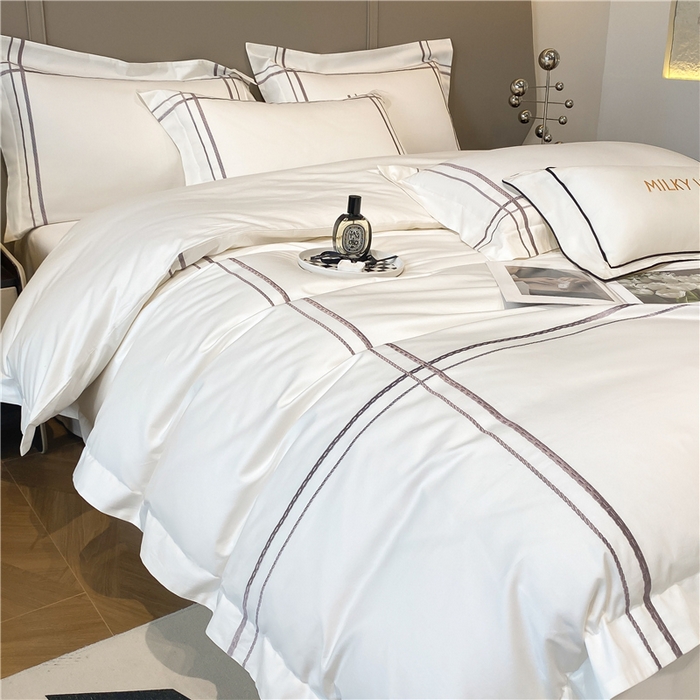 91家纺网 家纺一手货源 找家纺 家居1号家纺 2026新款50双股100支长绒棉四件套-巴黎 巴黎-象牙白