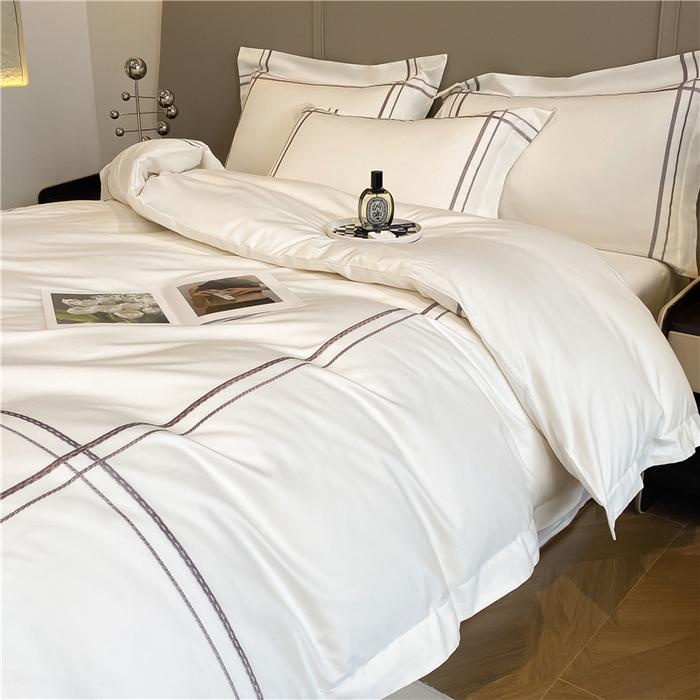 91家纺网 家纺一手货源 找家纺 家居1号家纺 2026新款50双股100支长绒棉四件套-巴黎 巴黎-象牙白