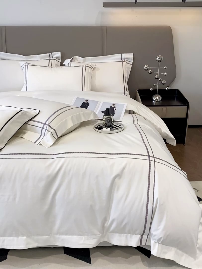 91家纺网 家纺一手货源 找家纺 家居1号家纺 2026新款50双股100支长绒棉四件套-巴黎 巴黎-象牙白