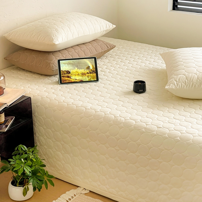 91家纺网 家纺一手货源 找家纺 橙子家居   2026年新款韩系云朵泡芙纯色水洗棉花床盖三件套 云朵泡芙-奶油黄