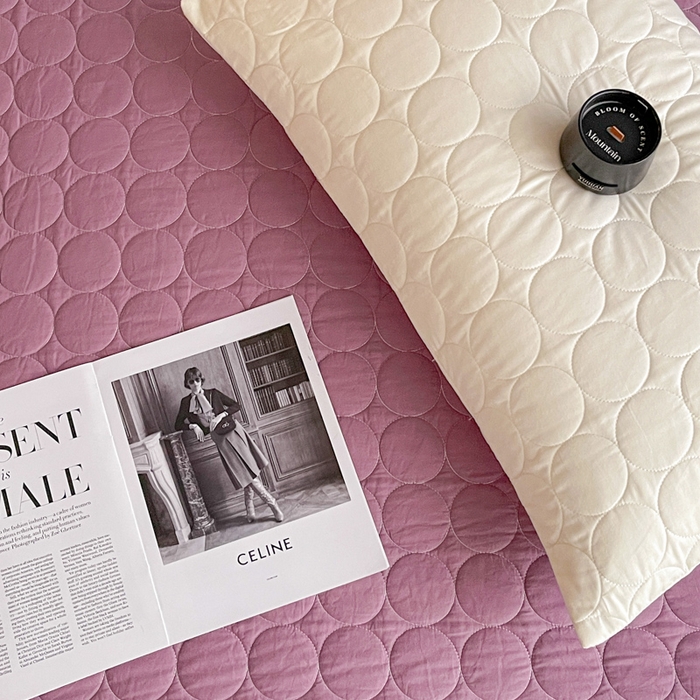 91家纺网 家纺一手货源 找家纺 橙子家居   2026年新款韩系云朵泡芙纯色水洗棉花床盖三件套 云朵泡芙-芋泥紫