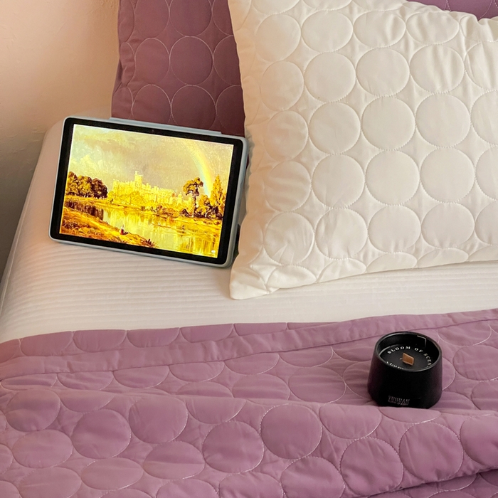 91家纺网 家纺一手货源 找家纺 橙子家居   2026年新款韩系云朵泡芙纯色水洗棉花床盖三件套 云朵泡芙-芋泥紫